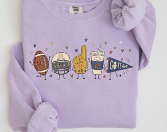 Comfort Colors Football Sweatshirt, Game Day Gift, Doodle Football Season Sweater, American Footballs Fan Gift, Football Mama Crewneck