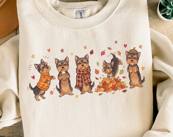 Sudadera Yorkie de otoño, regalo para mamás de Yorkies, suéter para amantes de los perros de Acción de Gracias, regalo para Doodle Yorkshire Terrier, sudadera Yorkie de otoño