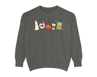 Comfort Colors Halloween Teacher Sweatshirt, School Doodles Gift, Teacher Life Sweater, Spooky Classroom Gift, Teacher Ghost Crewneck