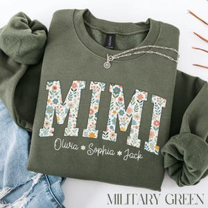 Custom Floral Mimi Sweatshirt, Mimi Gift From Grandkids, Cute Mimi Sweater, Personalized Grandma Gift, Grandma Sweatshirt, Mother&#39;s Day Gift