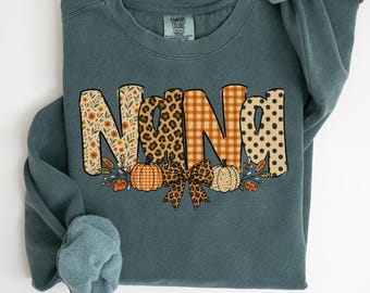 Sudadera Comfort Colors Fall Nana, regalo para amantes de las calabazas, suéter de calabaza para abuela, regalo de otoño para abuela, sudadera Nana de cuello redondo, regalo para la nueva abuela