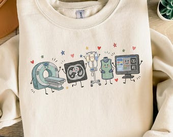 CT Tech Sweatshirt, Rad Tech Gift, Doodle Computed Tomography Sweater, Radiologist Gifts, CT Technologist Crewneck