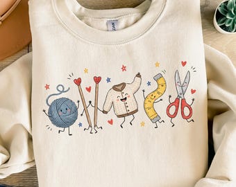 Doodle Knitting Sweatshirt, Crochet Gift, Funny Knitter Sweater, Yarn Lover Gift, Knitter Crewneck