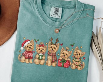 Camiseta navideña de Yorkshire Terrier, camiseta Doodle Yorkshire Terrier, regalo para amantes de los Yorkshire Terrier, camiseta navideña para mamás de Yorkshire Terrier, regalo navideño para dueños de Yorkshire Terrier