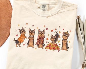 Camiseta de otoño para Yorkshire Terrier, regalo para mamás de Yorkshire Terrier, camiseta para amantes de los perros de Acción de Gracias, regalo para Yorkshire Terrier Doodle, camiseta de otoño para Yorkshire Terrier