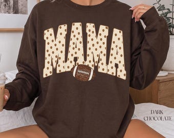 Sudadera Football Mama, regalo para el día del partido, suéter de lunares para la temporada de touchdowns, regalo para aficionados al fútbol, ​​sudadera Football Mama de cuello redondo, regalo para mamás deportistas