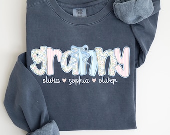 Comfort Colors Custom Granny Sweatshirt, New Grandma Gifts