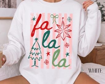 Sudadera navideña Fa La La, suéter navideño familiar a cuadros, regalo de Feliz Navidad, sudadera navideña Couette, regalo de temporada festiva