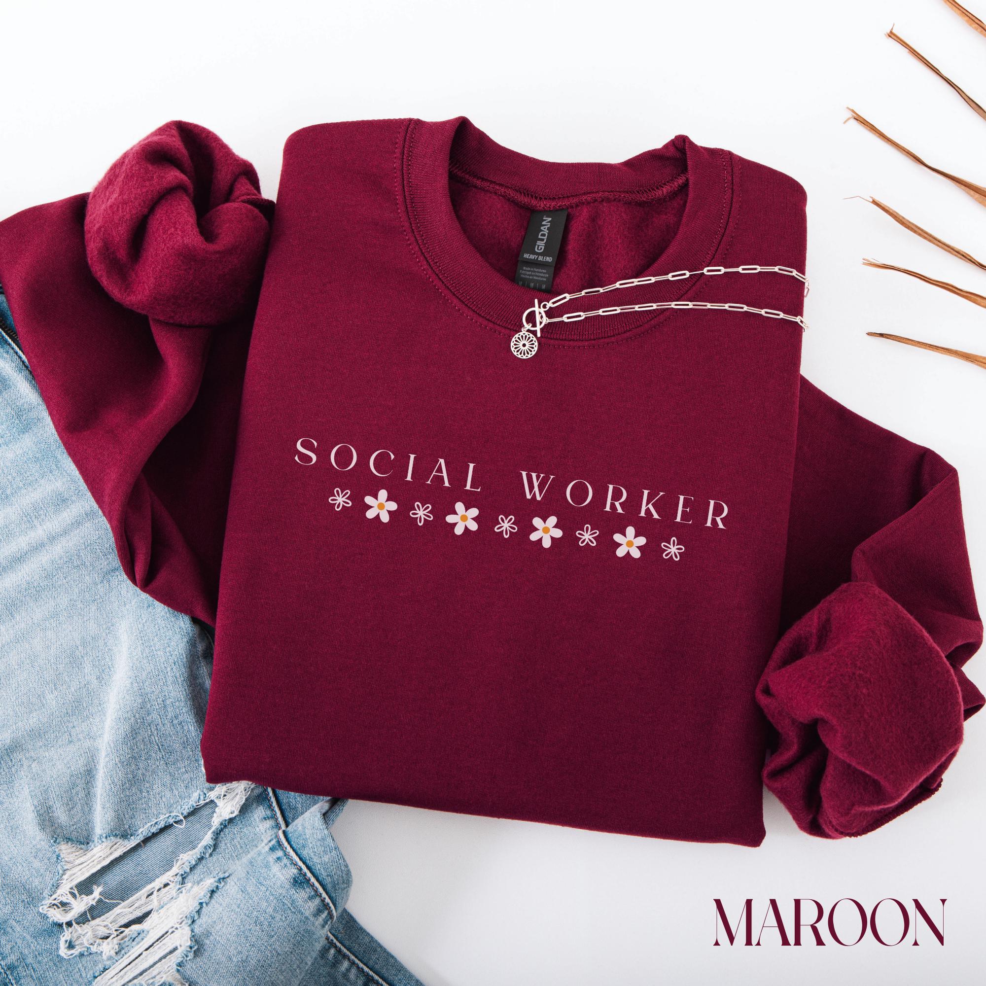Social Worker Crewneck Sweatshirt: Floral Design, School Counselor