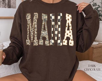 Sudadera Leopard Mama, Regalo para futura mamá, Suéter para mamá, Regalo de cumpleaños para mamá, Sudadera Mom Life, Regalo para mamá primeriza