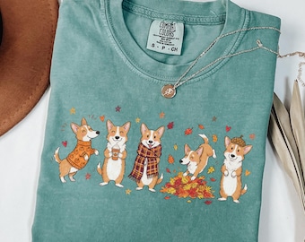 Camiseta de otoño para amantes de los Corgis, regalo para mamás de Corgis, camiseta para amantes de los perros de Acción de Gracias, regalo para amantes de los Corgis Doodle, camiseta divertida para amantes de los Corgis galeses