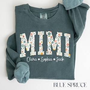 Custom Mimi Sweatshirt Comfort Colors, Mimi Gift From Grandkids, Personalized Mimi Sweater, Grandma Gift, Grandma Shirt, Mother&#39;s Day Gift
