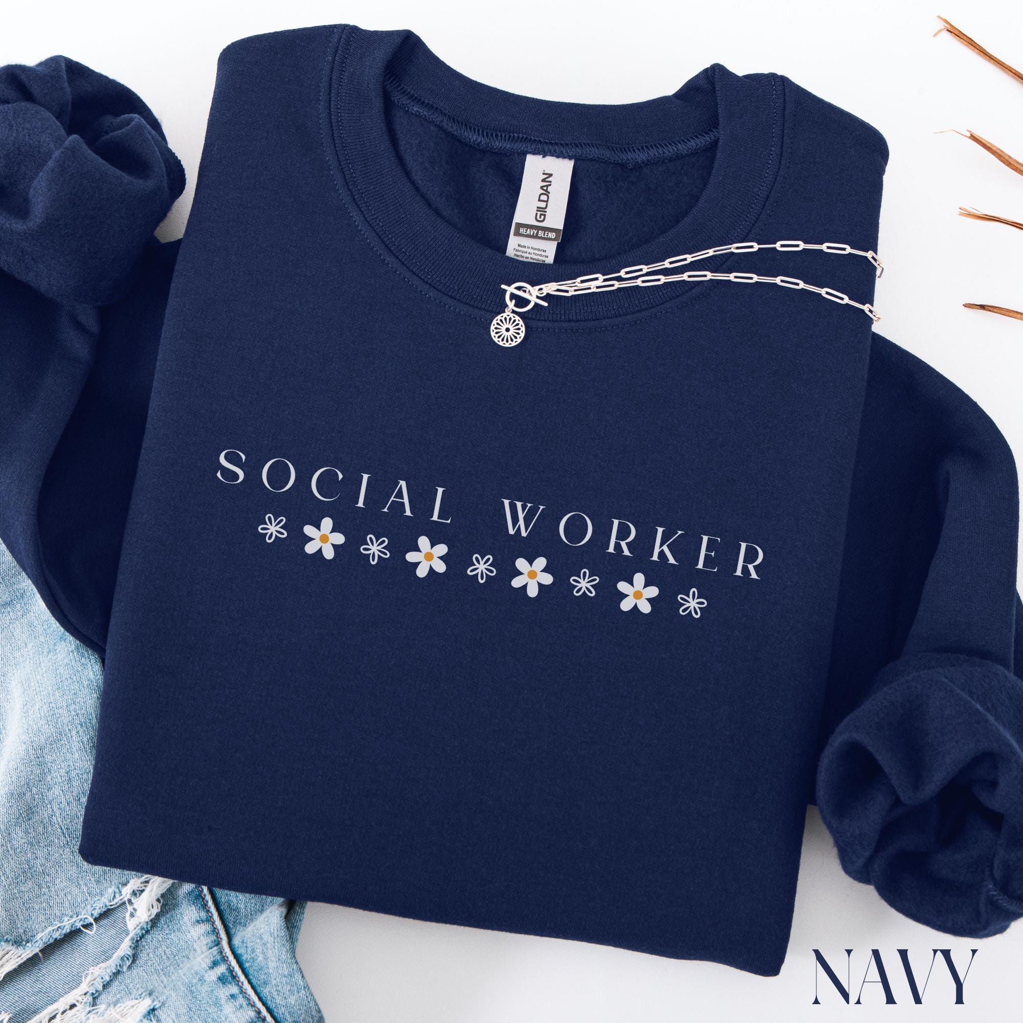 Social Worker Crewneck Sweatshirt: Floral Design, School Counselor