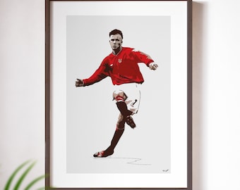 デビッド・ベッカム アートプリント マンチェスター・ユナイテッド