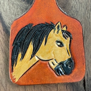 Leather keychain - horse