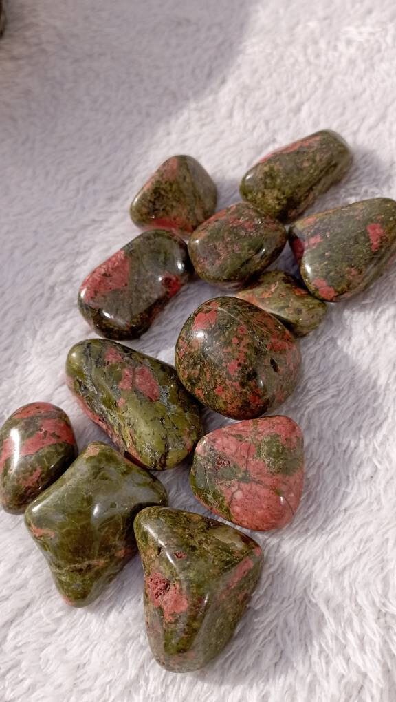 Unakite, Pierre Roulée Lithothérapie Unakite, Blocage Émotionnel, Passé, Inconscient, Relativisé
