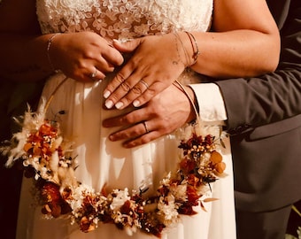 Anneau bouquet mariée en fleurs stabilisées