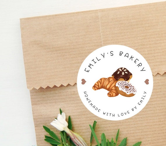 Bakery Stickers Custom Bakery Labels Handmade With Love Etsy