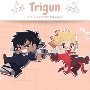 Trigun Vash and Wolfwood 2.5in Acrylic Epoxy Charms