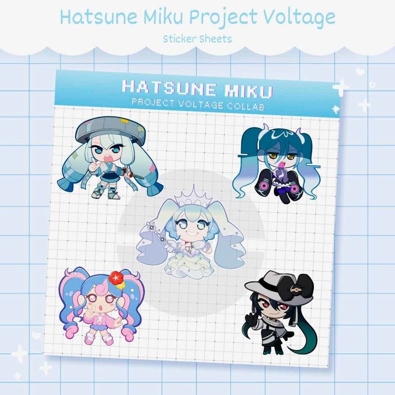Hatsune Miku Volatge Collab Pearl Glitter Sticker Sheets - Etsy