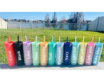 Personalized Skinny Tumbler with Straw: Custom Bridal Party Gift