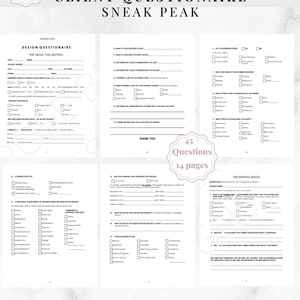 Kundenkät och broschyrlayout för inredning | Word docx | Google | designbygge | anpassningsbar | redigerbar