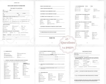 Client Questionnaire & Booklet Layout for Interior Design | Word docx | Google | design build | customizable | Editable