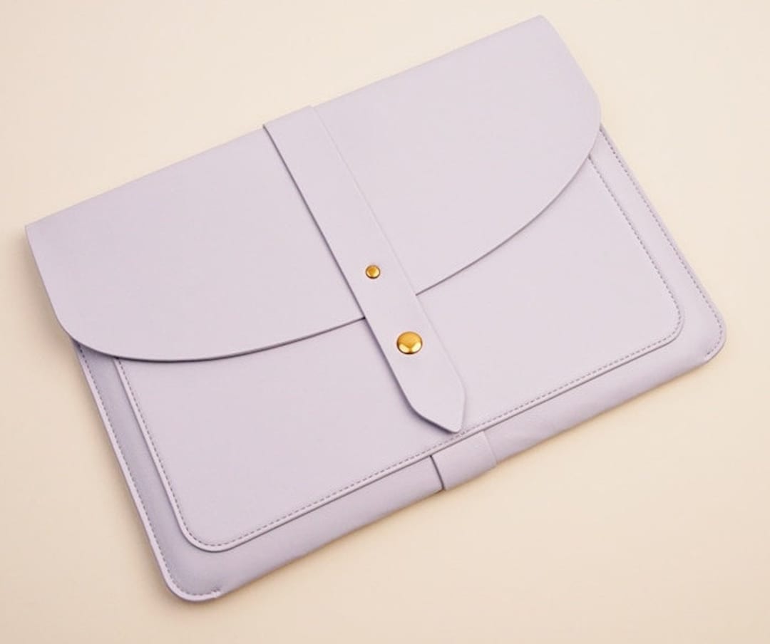 Soft Faux Leather Envelope Laptop Sleeve Belt Closure Extra Pocket
