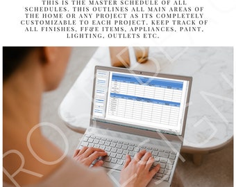 Interior Design Editable Specifications FF&E Finish Schedule Master Project Management Excel Template Download