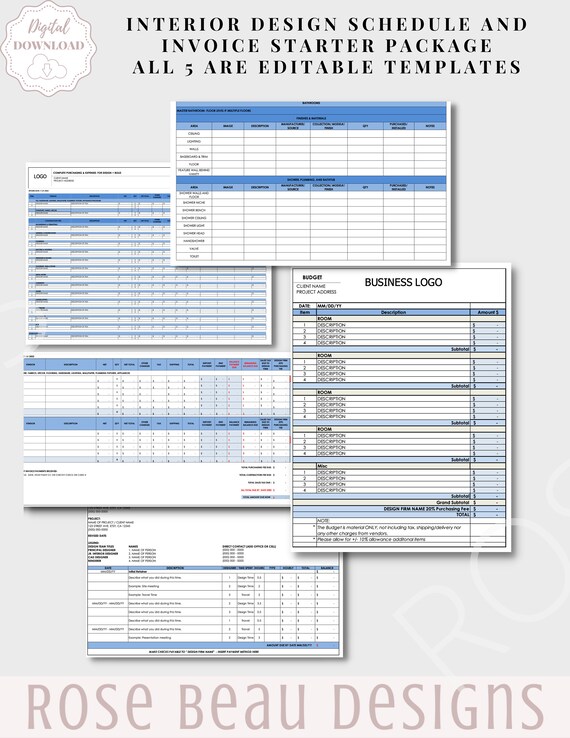Interior Design Invoice Template Excel