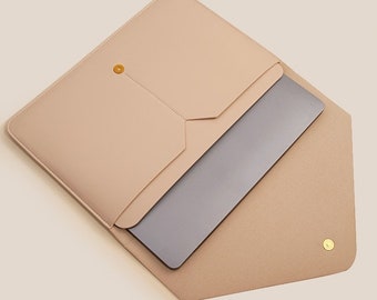 4 piece Set-laptop sleeve, Beige Envelope sleeve | Mouse Pad, Pouch, Clip | Laptop 13"14"15" | holiday Gift | high quality