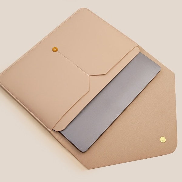 4 piece Set-laptop sleeve, Beige Envelope sleeve | Mouse Pad, Pouch, Clip | Laptop 13"14"15" | holiday Gift | high quality