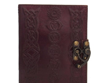 Chakras Leather Blank Book with Latch