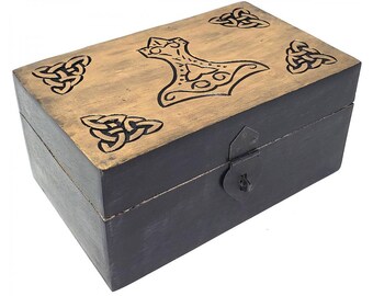 Thor's Hammer Wooden Box (5x8 Inches)