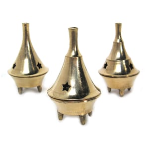 Brass Cone Incense Burner (2 Inches) - Various Designs - Sold Individually
