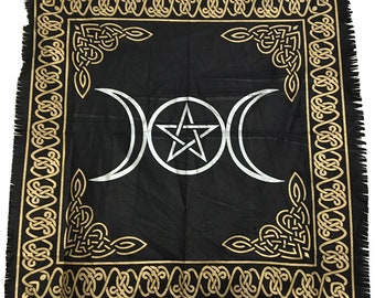 Triple Moon and Pentagram Altar Cloth (24 Inches)