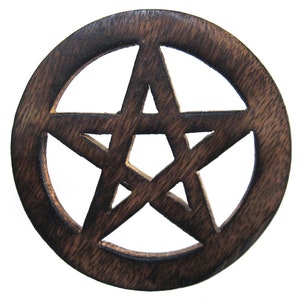 Wood Pentagram Altar Tile (4 Inches)