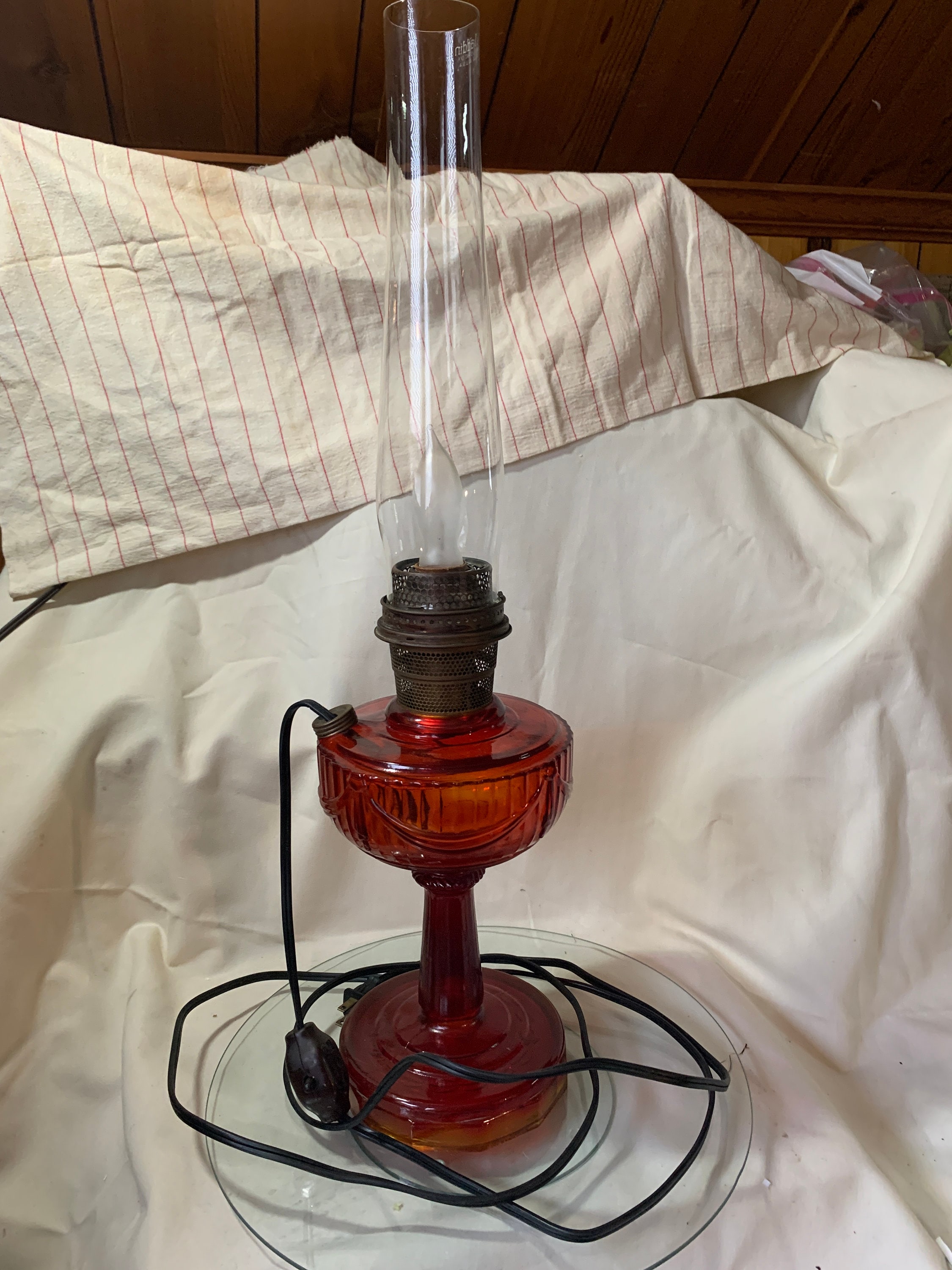 Aladdin Ruby Red Tall Lincoln Drape Lamp - Electrified - Etsy