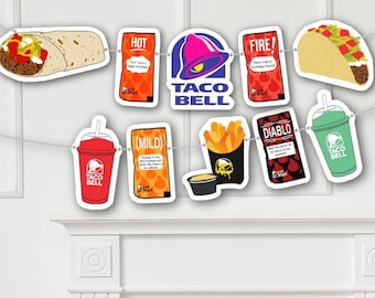 Taco Bell Banner Decor for Taco Bell Party. Printable DIY Design. Print, Cut, & Thread. Sauce Packet Sayings Included! Svg Png Ai Eps Jpg