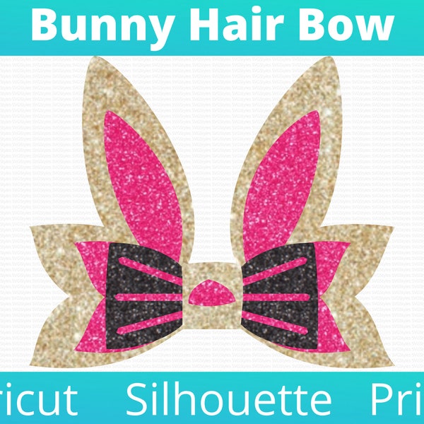 Bunny Hair Bow Template SVG Png , Digital Cut Files Cut Out Die Cut | Silhouette Cameo Circut