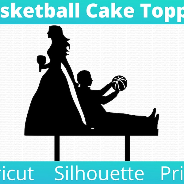 Bride dragging Basketball Groom Wedding Cake Topper - SVG Bundle - Instant Download.