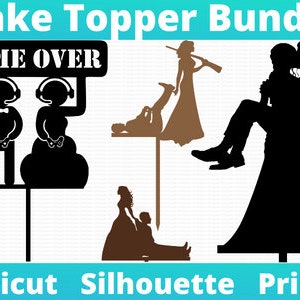 Wedding Cake Topper SVG Bundle Download Instant Digital Cut File for Cricut and Silhouette