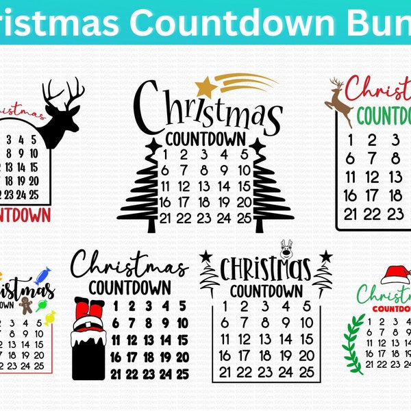 Christmas Countdown SVG PNG Christmas SVG Bundle, Merry Christmas File Digital Download Winter Svg Cut Files Cricut Silhouette Print