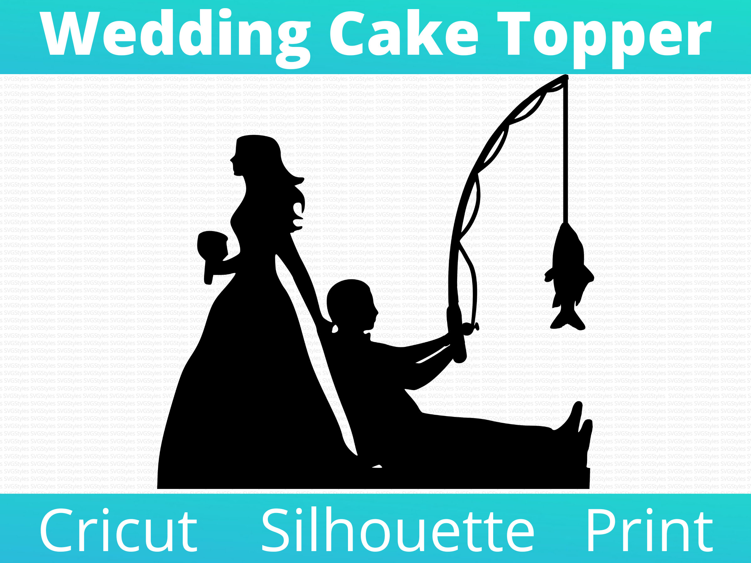 Fishing Wedding Cake Topper 