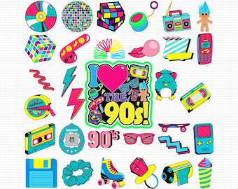 90s SVG, 90s PNG, I Love The 90s Svg, I Love The 90s Png, 90's Svg, 90s Clipart, 90s Theme Party Vibes Y2K Retro Nostalgia 80s 1990s Cricut