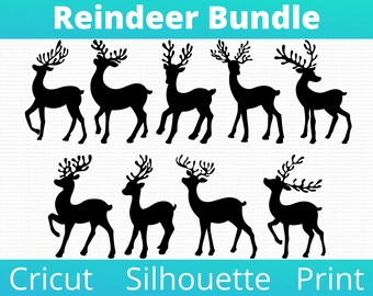 Reindeer SVG Bundle Christmas Holiday PNG Clipart for Gifts, Decor, Signs, Parties, etc on Cricut, Silhouette, Sublimation, Print.