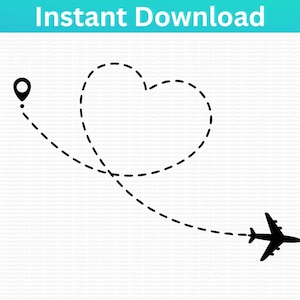 Airplane Heart Loop SVG Plane SVG. Destination Wedding, Travel, Vacation. Png Clip Art Files Cricut Silhouette Cutting Files