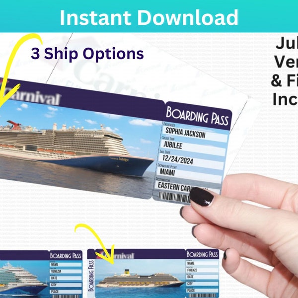 Cruise Ticket Boarding Pass Template Gift Editable Surprise Trip Vacation Voucher Fake Ticket Canva Instant Download Cruises