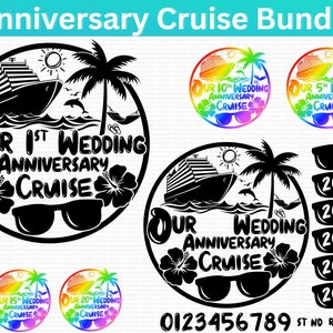 Our Wedding Anniversary Cruise Ship SVG. Anniversary Cruise Emblem. Wedding cruise shirt print svg decal cut file