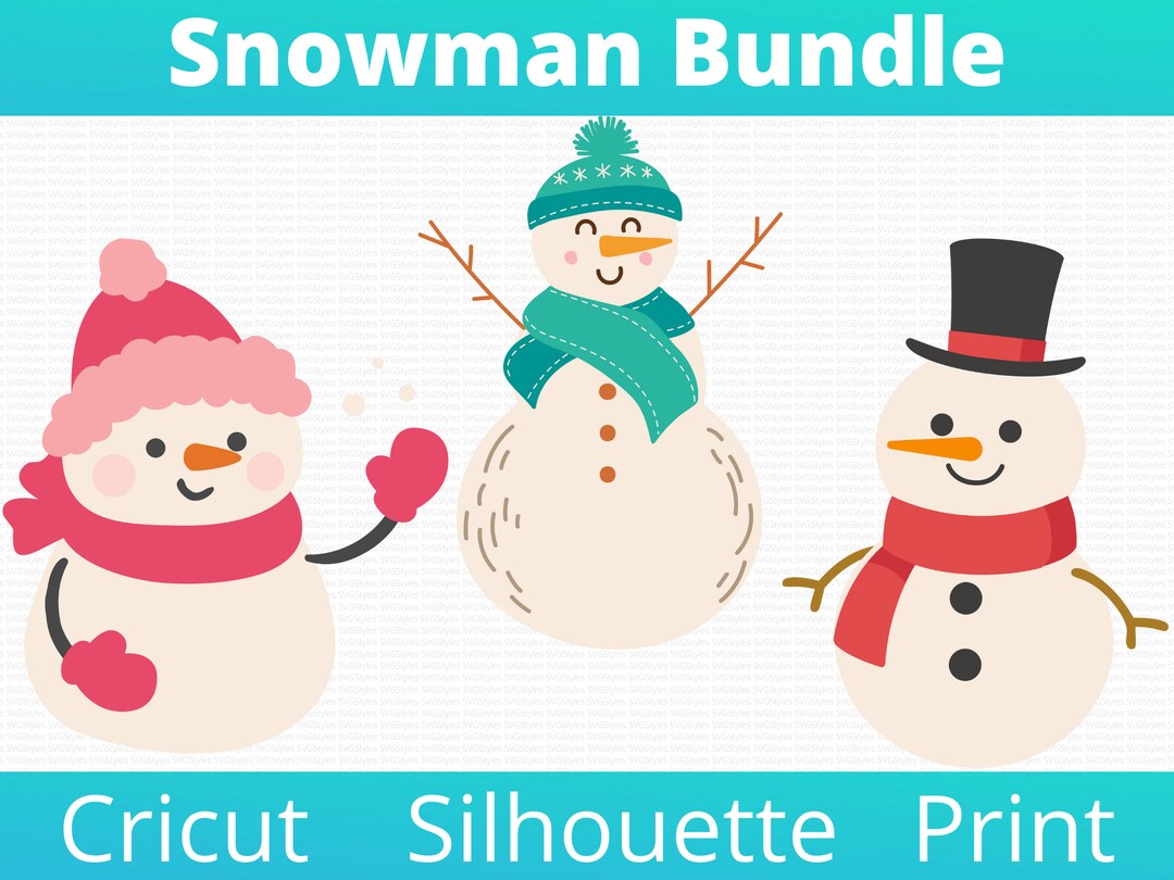 Snowman SVG Bundle Christmas Holiday PNG Clipart for Gifts, Decor ...